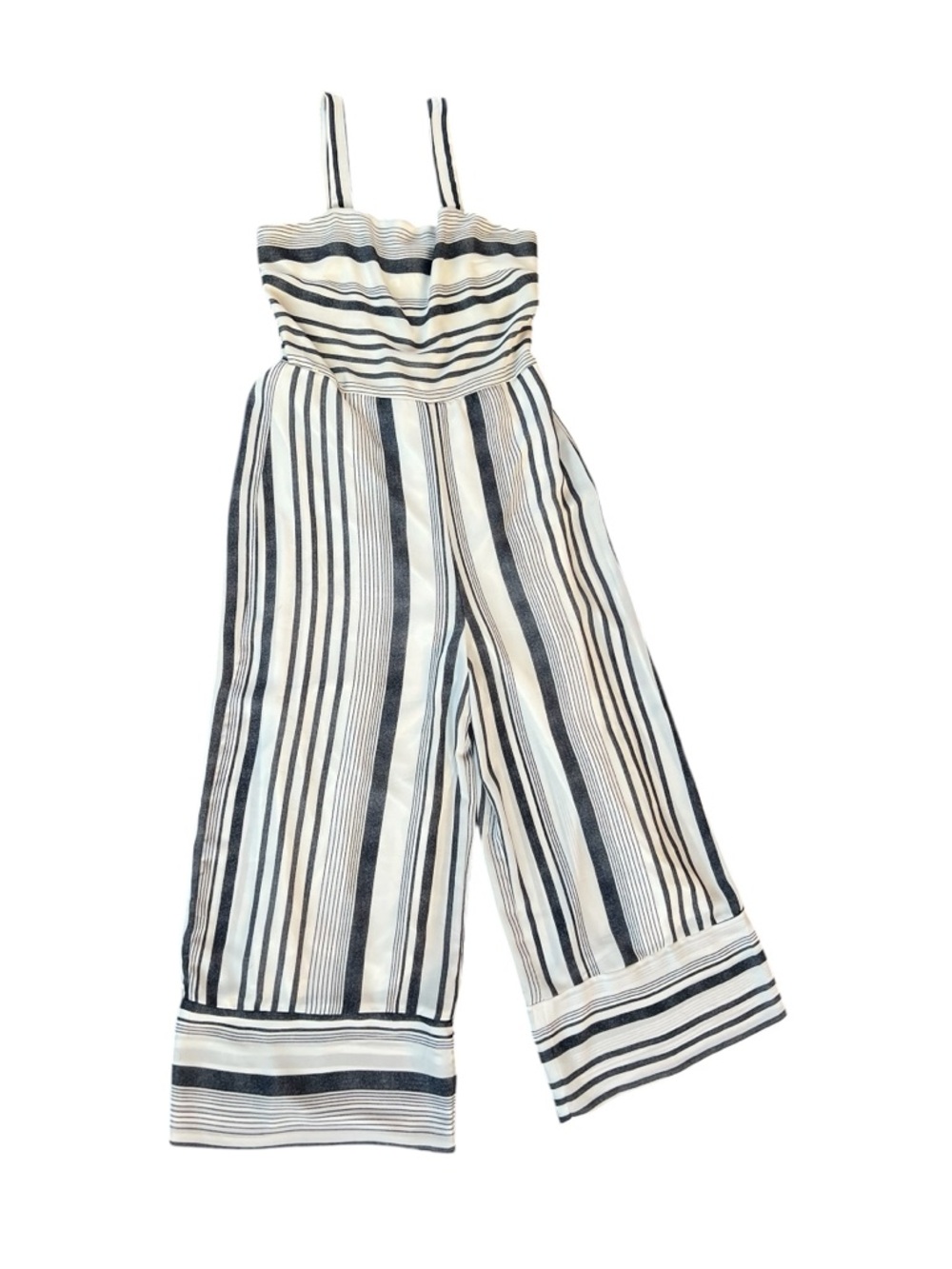 Japna Navy and White Striped Wide-Leg Jumpsuit